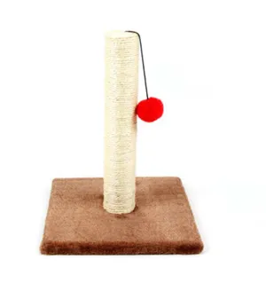 2 x Cat Kitten Single Scratching Post with Toy - Brown | Cat Entertainment Essentials