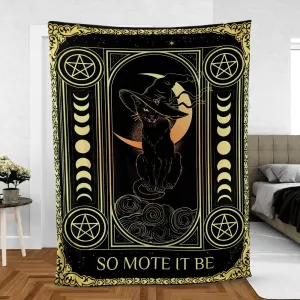 Black cat blanket witch Fleece Blanket