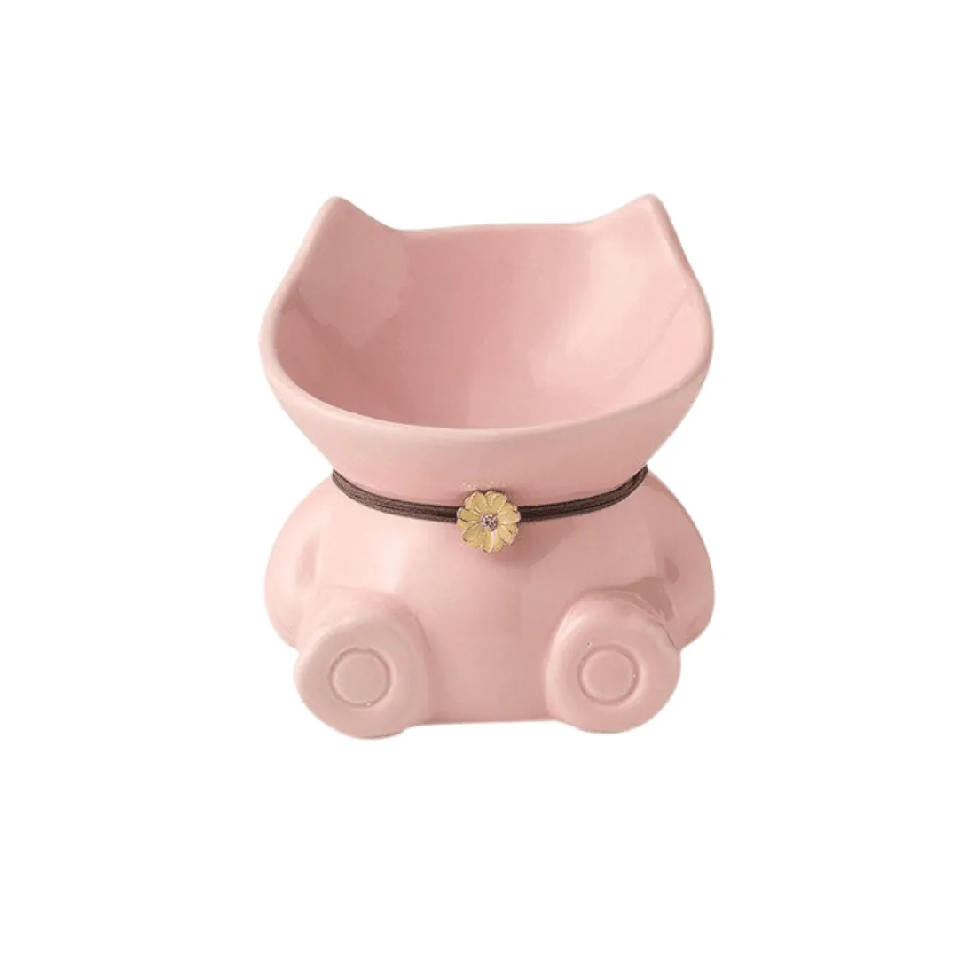Cat Head Ceramic Pet Bowl