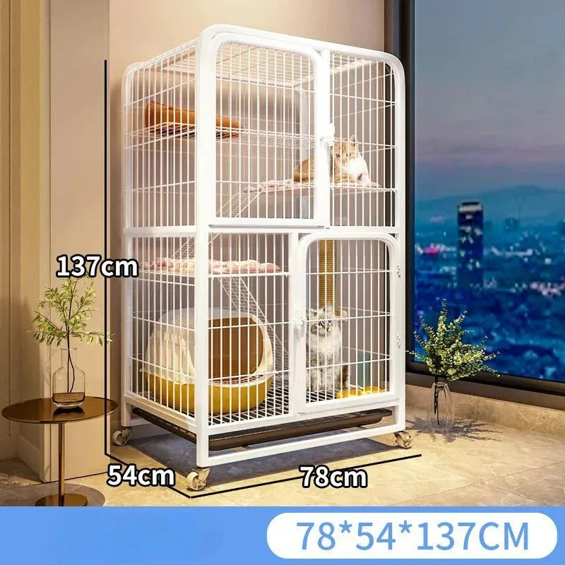 Extra Large Luxury Cat Villa | Multi-Storey Pet Cage for Cats and Small Dogs | Indoor Free Space Cat Carrier Nest