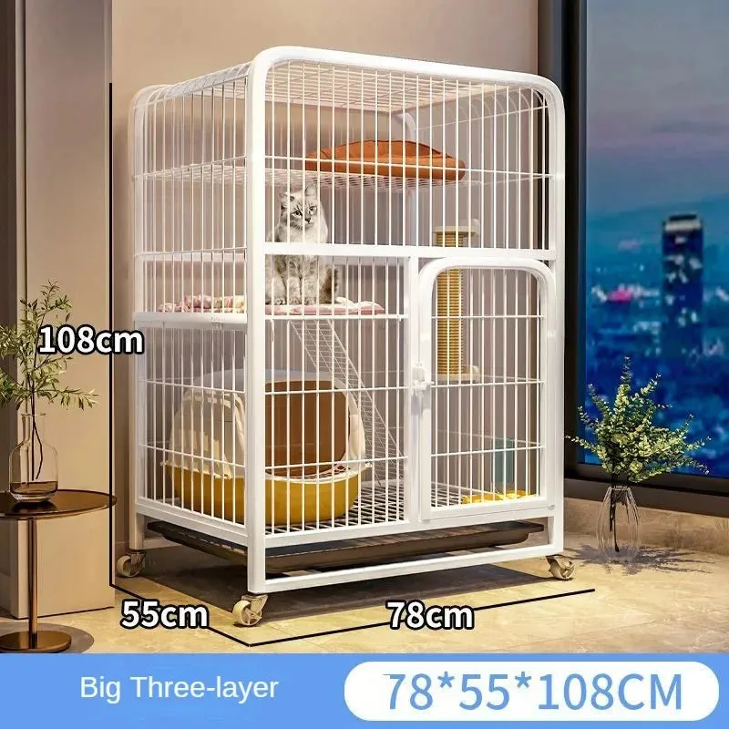 Extra Large Luxury Cat Villa | Multi-Storey Pet Cage for Cats and Small Dogs | Indoor Free Space Cat Carrier Nest
