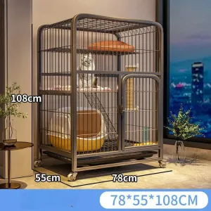 Extra Large Luxury Cat Villa | Multi-Storey Pet Cage for Cats and Small Dogs | Indoor Free Space Cat Carrier Nest