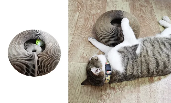 Folding Cat Scratching Board With Toy Bell