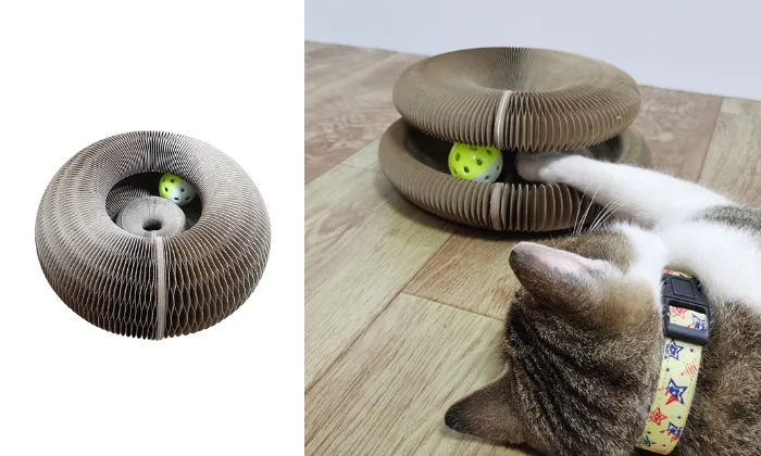 Folding Cat Scratching Board With Toy Bell