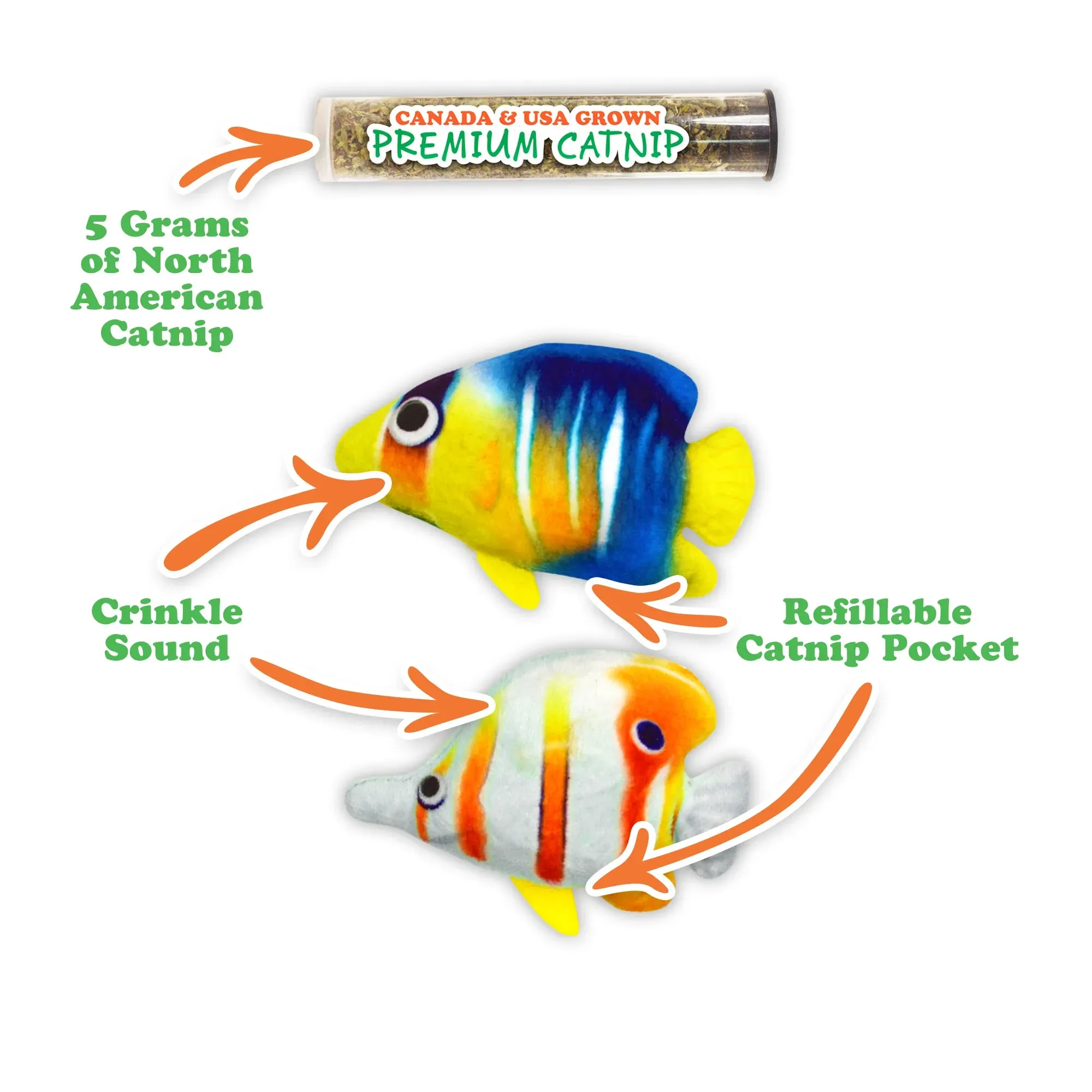 Get Bubbly Tropical Fish Refillable Multipack Cat Toys