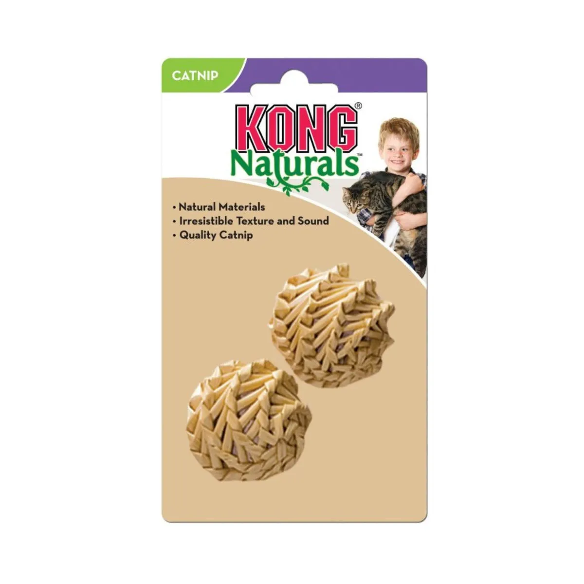 KONG Cat Catnip Toy - Naturals Straw Ball 2-pk (1 Size)