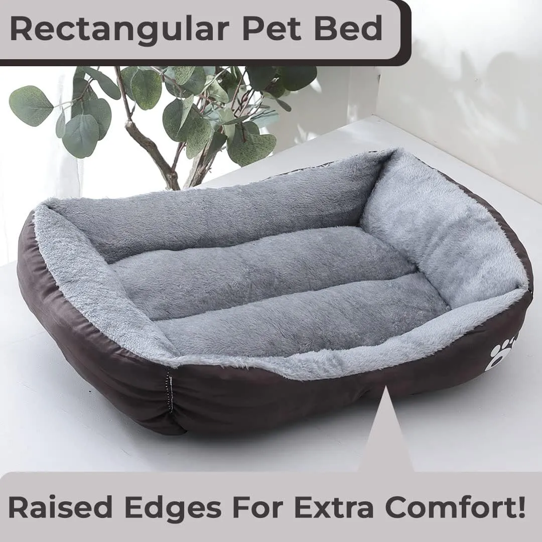 Kuber Industries Dog & Cat Bed|Polyester Face with Cotton & Polyester Filling|Comfortable and Durable|Rectangle Pet Bed for Enhanced Stretching Space|Machine Wash|QY036BR-L|Brown (Pack of 5)