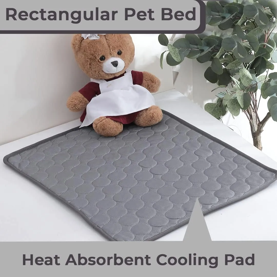 Kuber Industries Rectangular Dog & Cat Bed|Premium Cool Ice Silk Polyester With Bottom Mesh|Multi-Utility Self-Cooling Pad For Dog & Cat|Light-weight & Durable Dog Bed|ZQCJ001DG-L|Dark Grey(Pack Of 5)