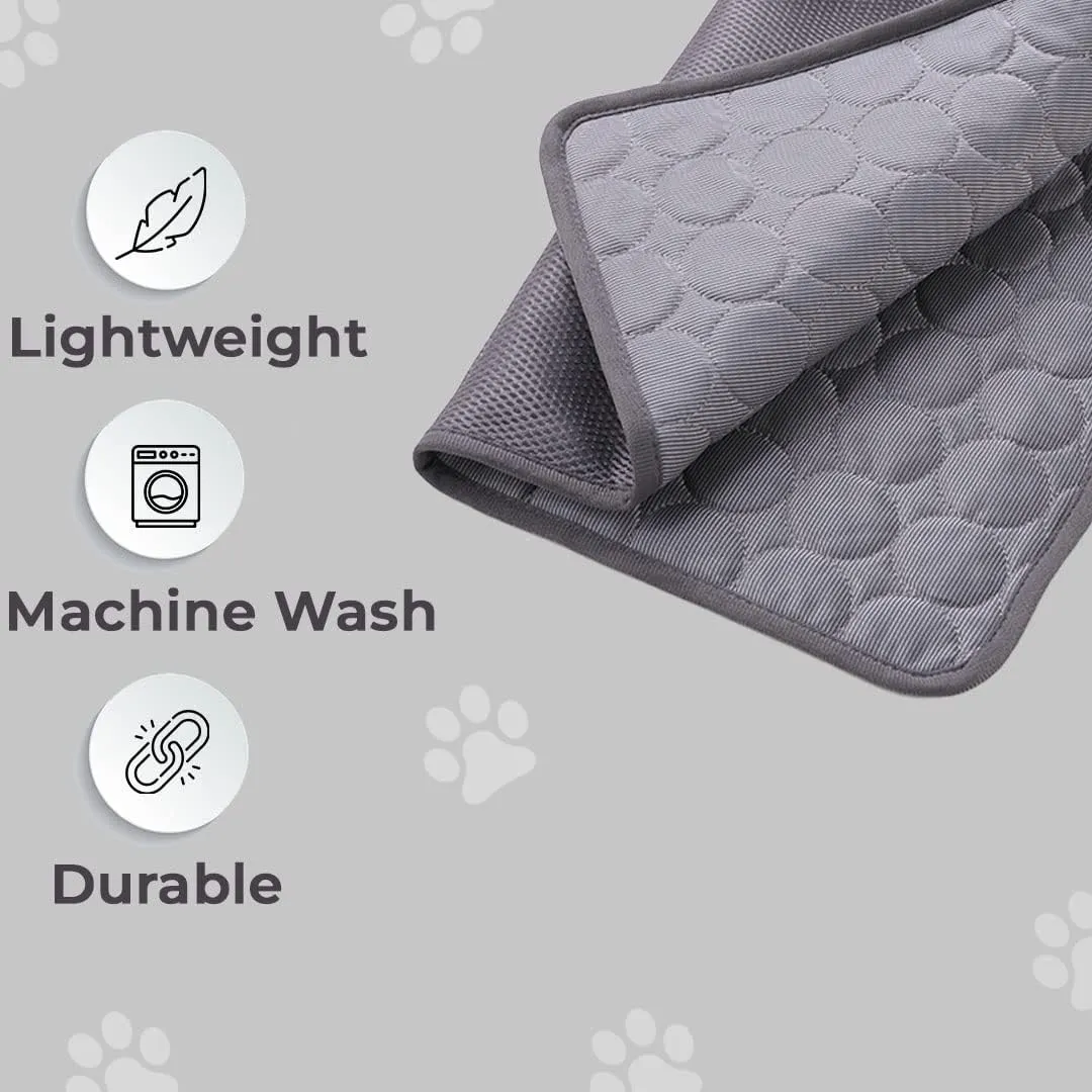 Kuber Industries Rectangular Dog & Cat Bed|Premium Cool Ice Silk Polyester With Bottom Mesh|Multi-Utility Self-Cooling Pad For Dog & Cat|Light-weight & Durable Dog Bed|ZQCJ001DG-L|Dark Grey(Pack Of 5)