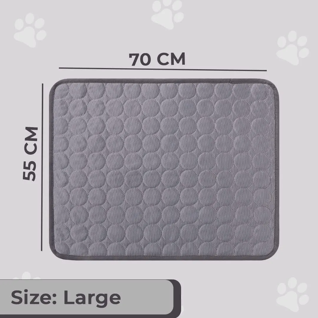 Kuber Industries Rectangular Dog & Cat Bed|Premium Cool Ice Silk Polyester With Bottom Mesh|Multi-Utility Self-Cooling Pad For Dog & Cat|Light-weight & Durable Dog Bed|ZQCJ001DG-L|Dark Grey(Pack Of 5)