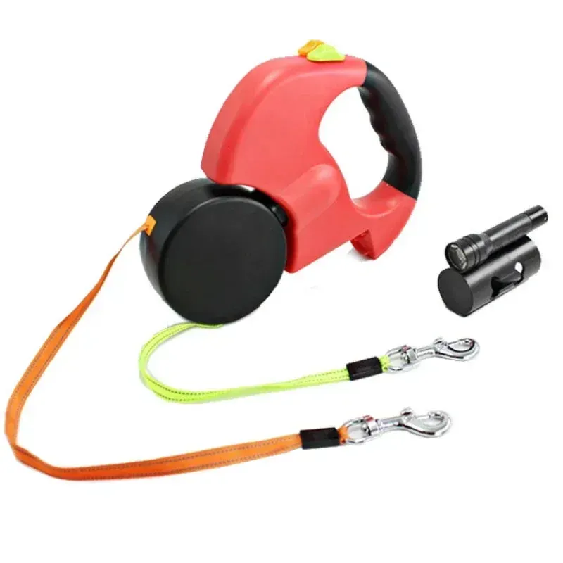 LED Dog Leash - Retractable with Bag Holder