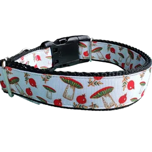 Mushrooms and Berries Nylon Dog Collar