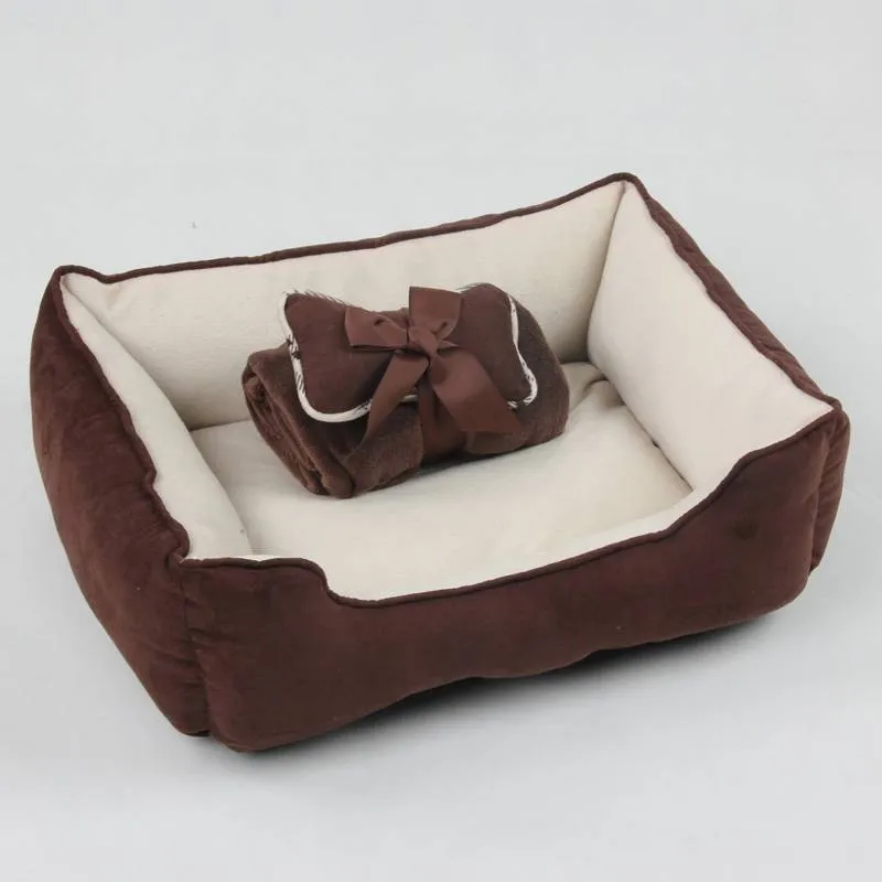 Pawise Pet Bed w/Blanket & Bone Red/Blue/Coffee 56x43x18cm