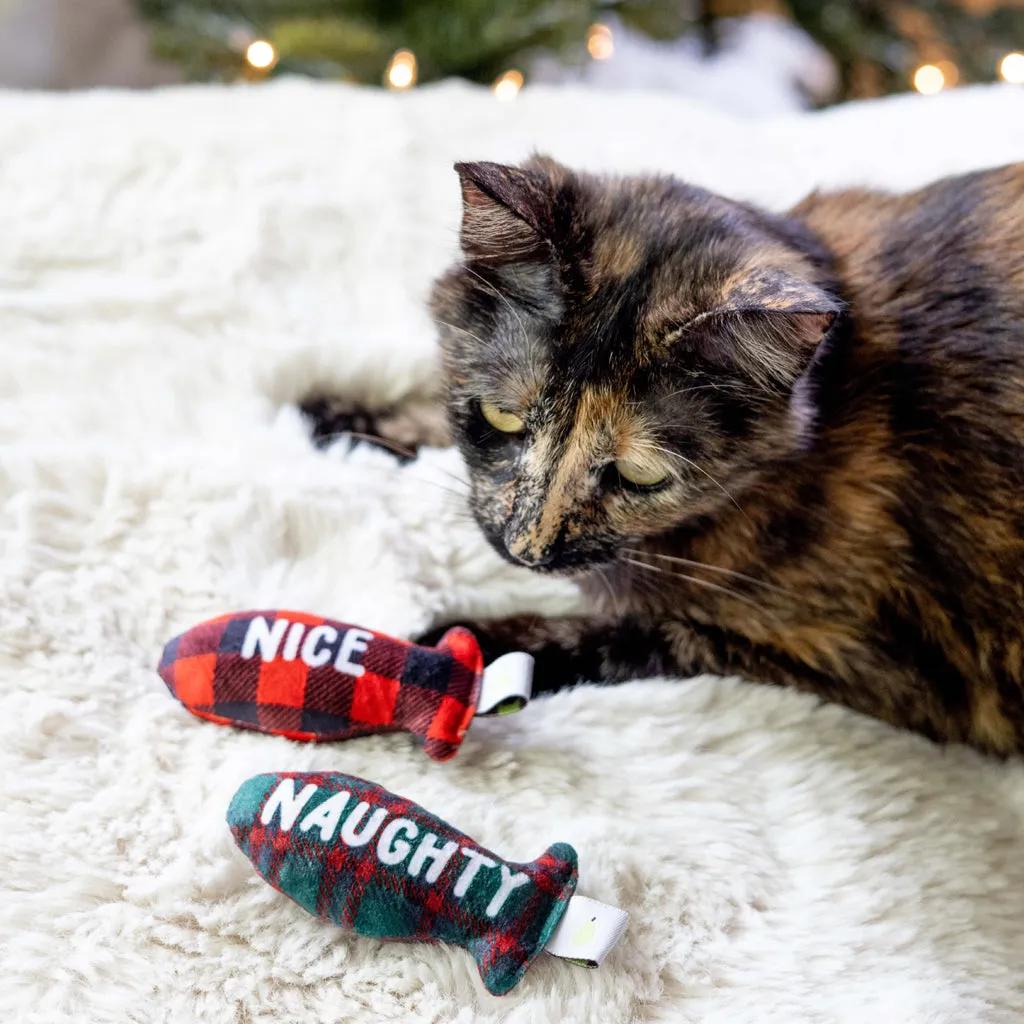 Pearhead Naughty or Nice Plush Catnip Holiday Cat Toys (2 pack)