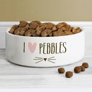 Personalised Cat Features 14Cm Medium White Pet Bowl