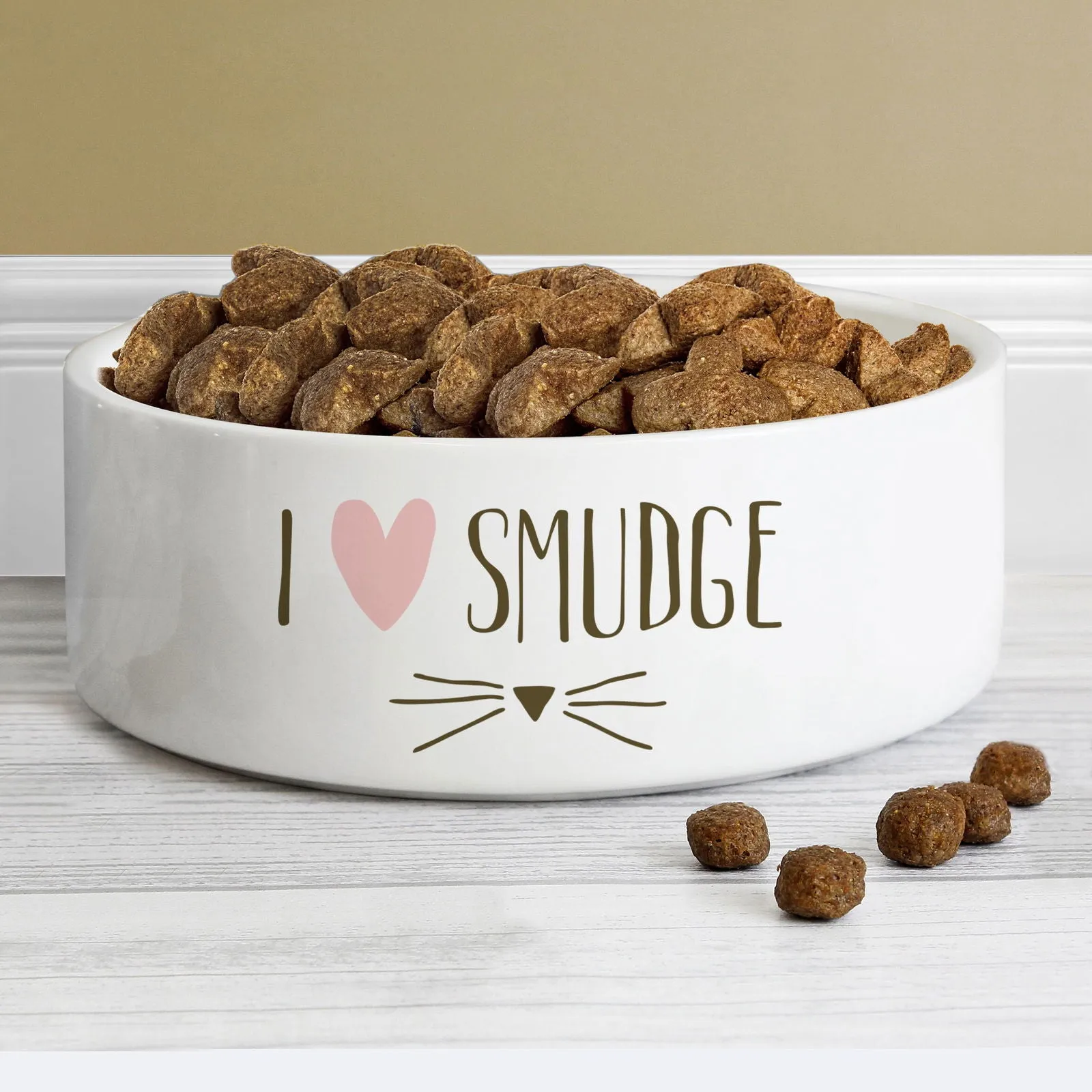 Personalised Cat Features 14Cm Medium White Pet Bowl