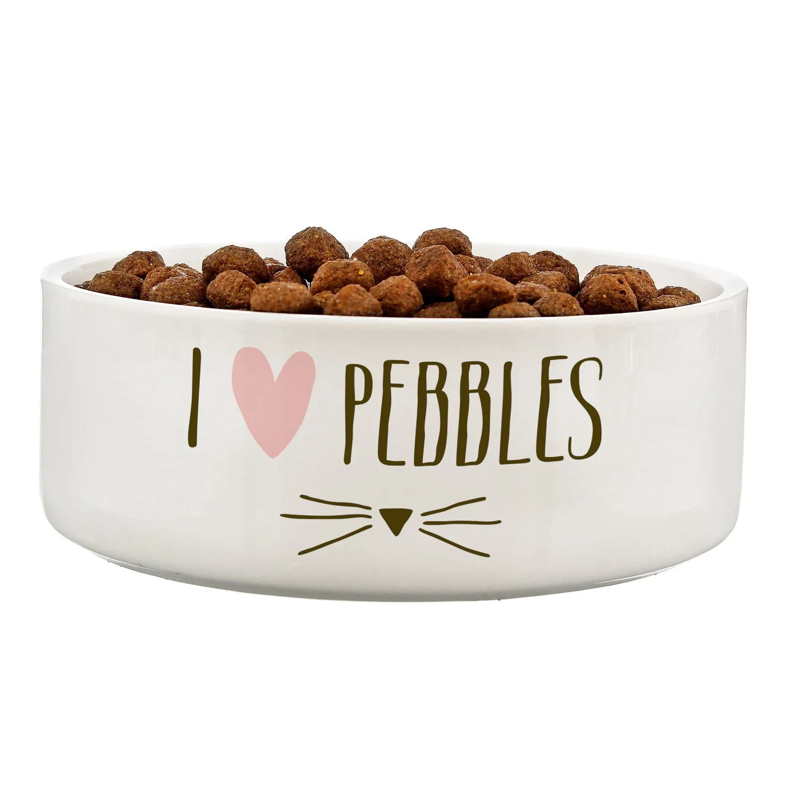 Personalised Cat Features 14Cm Medium White Pet Bowl