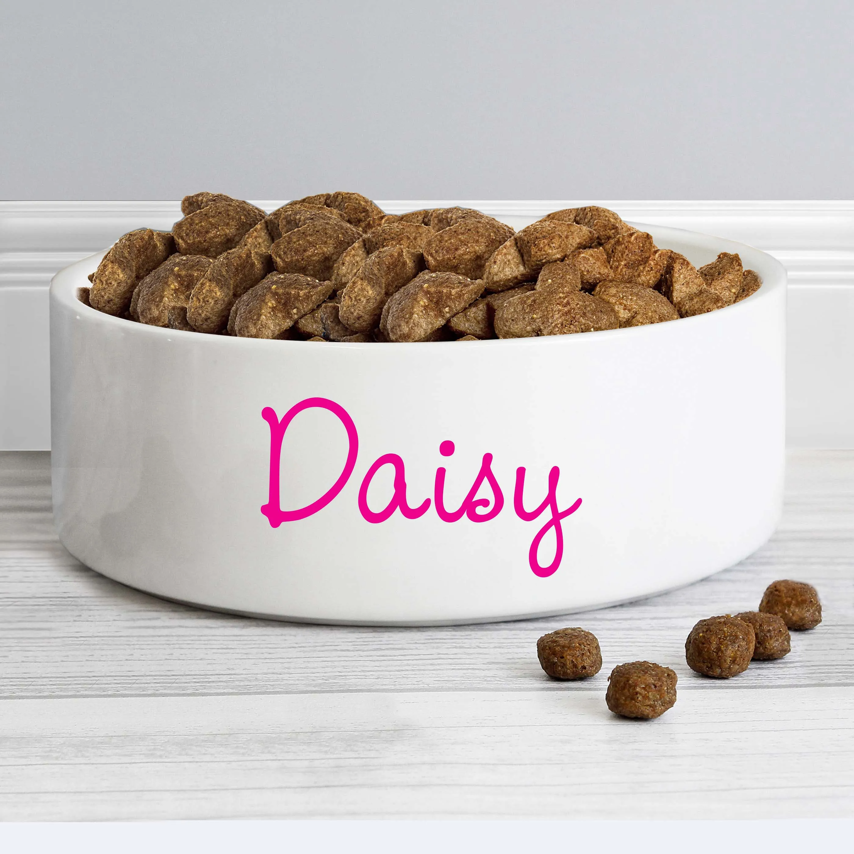 Personalised Pink Name 14Cm Medium Pet Bowl For Dogs And Cats