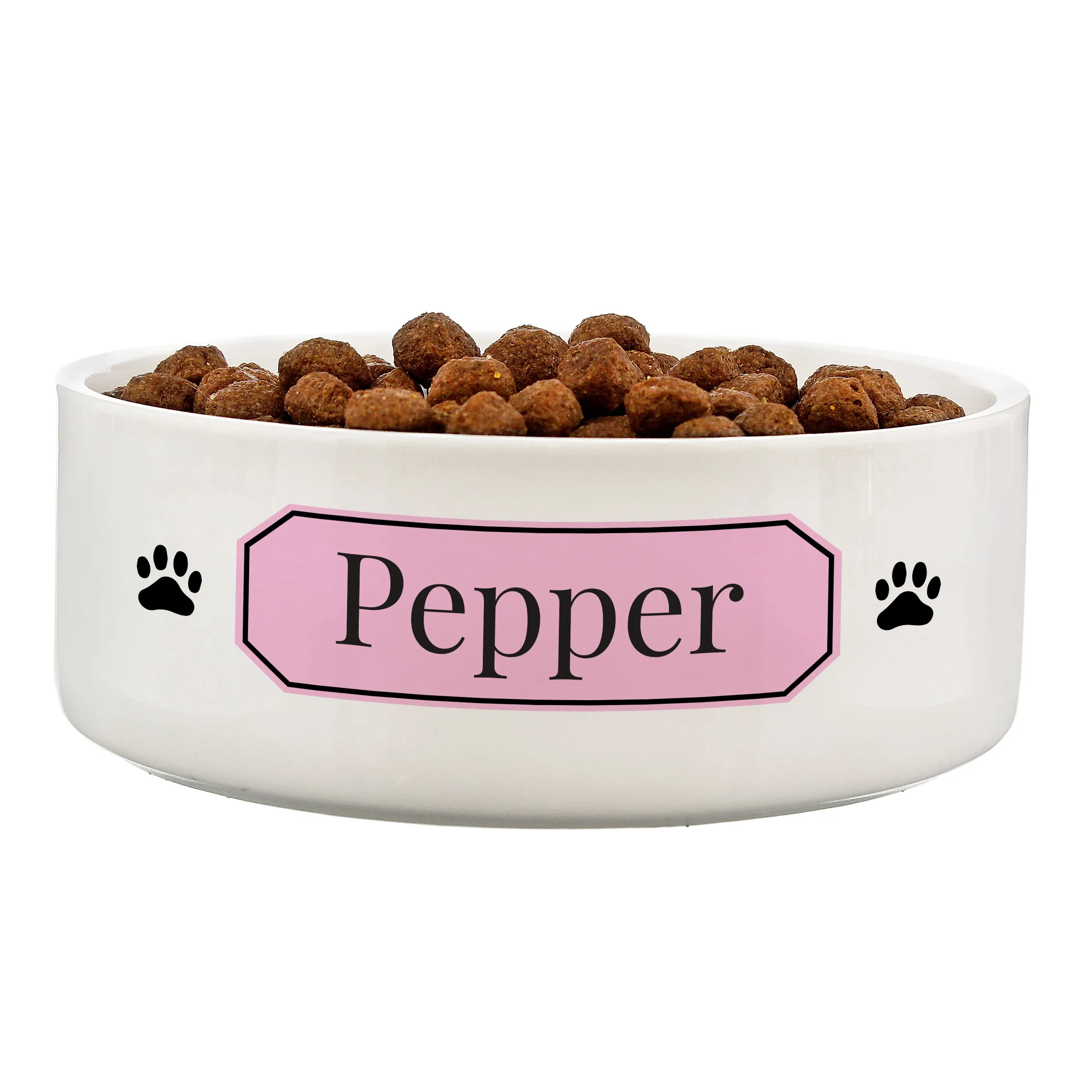Personalised Pink Plaque 14Cm Medium Pet Bowl