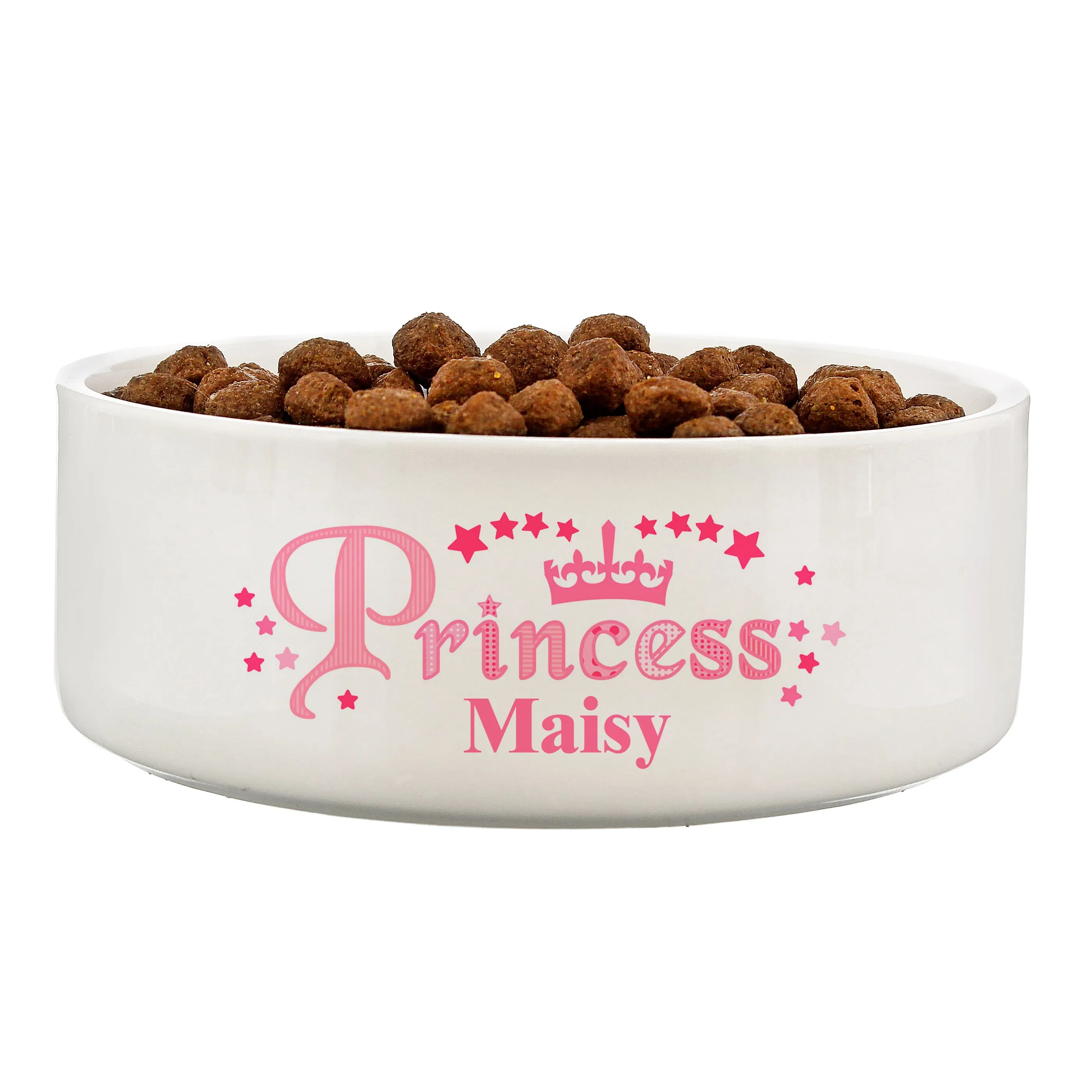 Personalised Princess 14Cm Medium White Pet Bowl