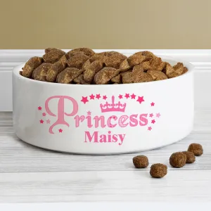 Personalised Princess 14Cm Medium White Pet Bowl