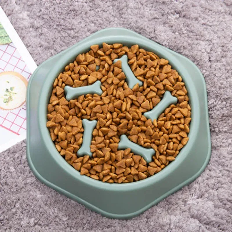 Pet Slow Food Bowl - Anti-Choking Feeder Dish for Dogs, PP Plastic Anti-Gulping Feeding Plate