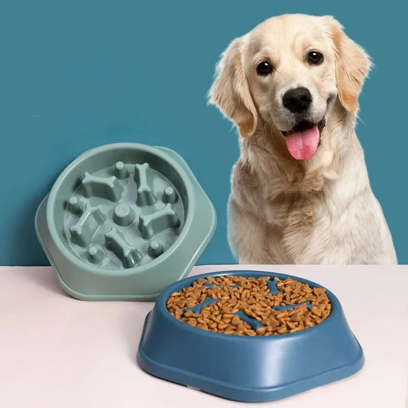 Pet Slow Food Bowl - Anti-Choking Feeder Dish for Dogs, PP Plastic Anti-Gulping Feeding Plate