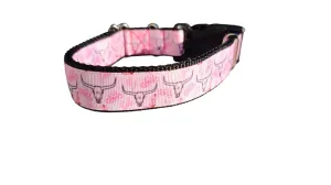 Pink Western Longhorn Nylon Dog Collar