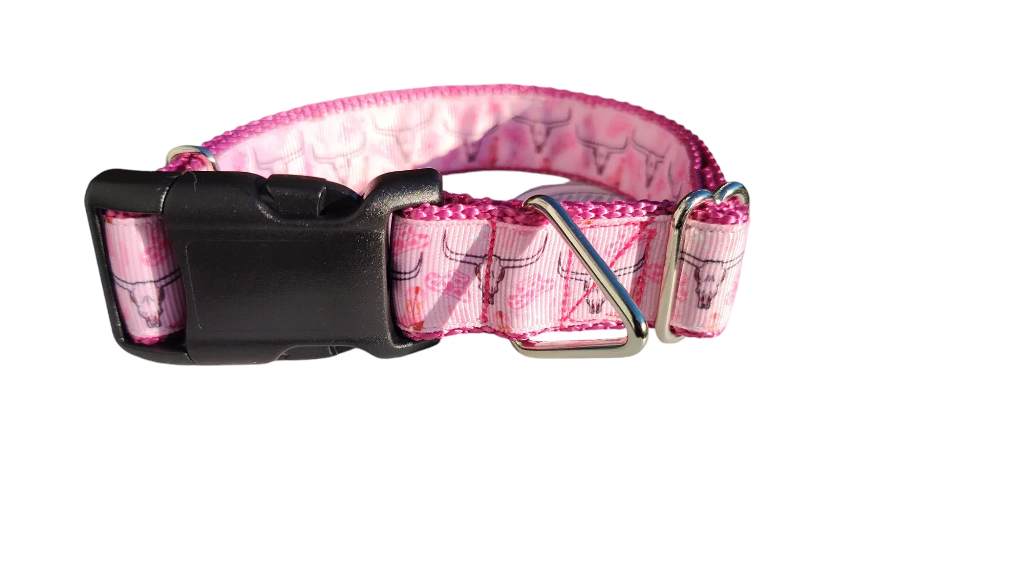 Pink Western Longhorn Nylon Dog Collar