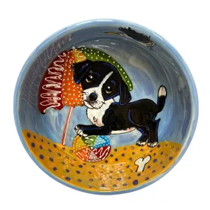 "Beachside Buddy" Hand-Painted Dog Bowl - "Sandy Paws" Collection