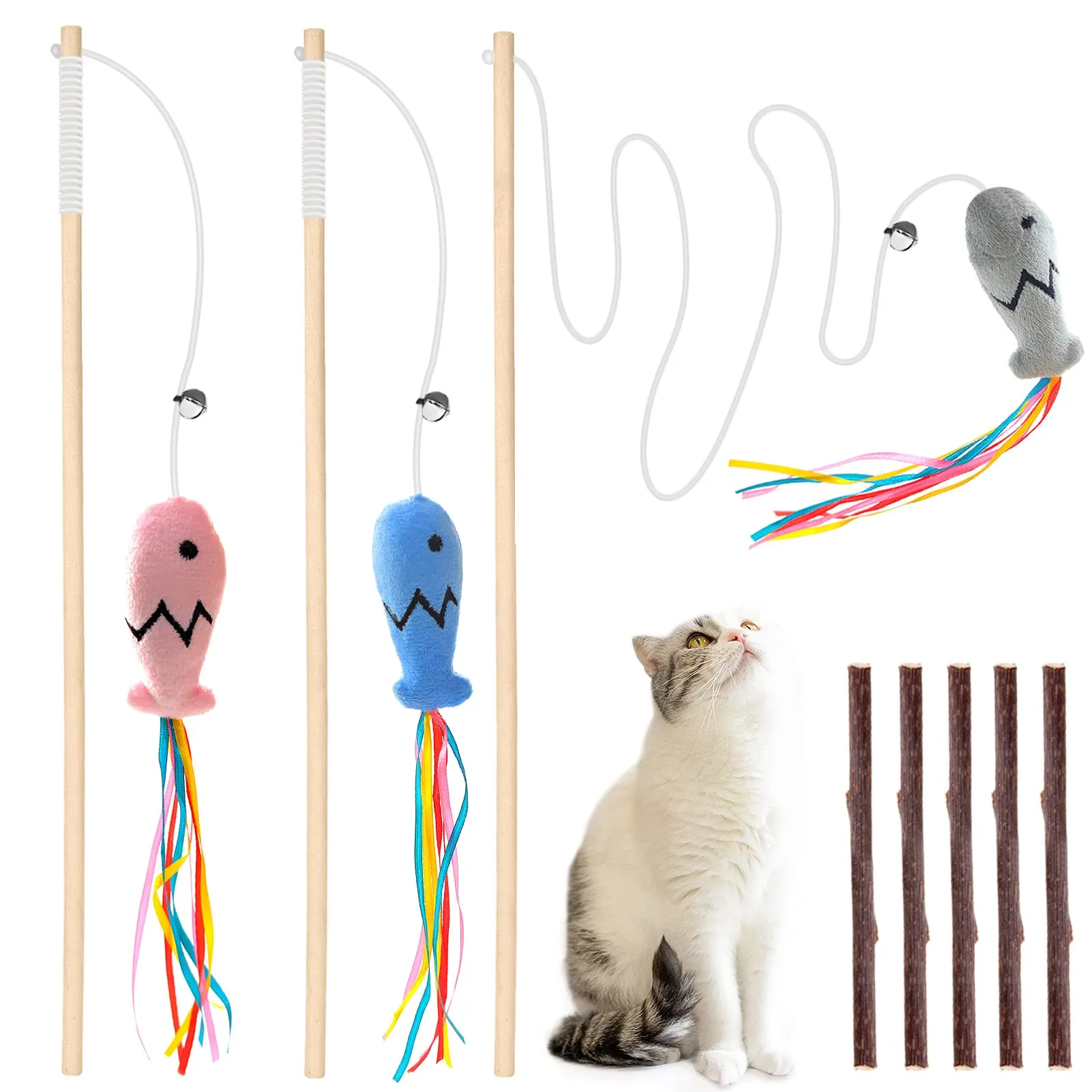 Retractable Wooden Cat Wand Toy