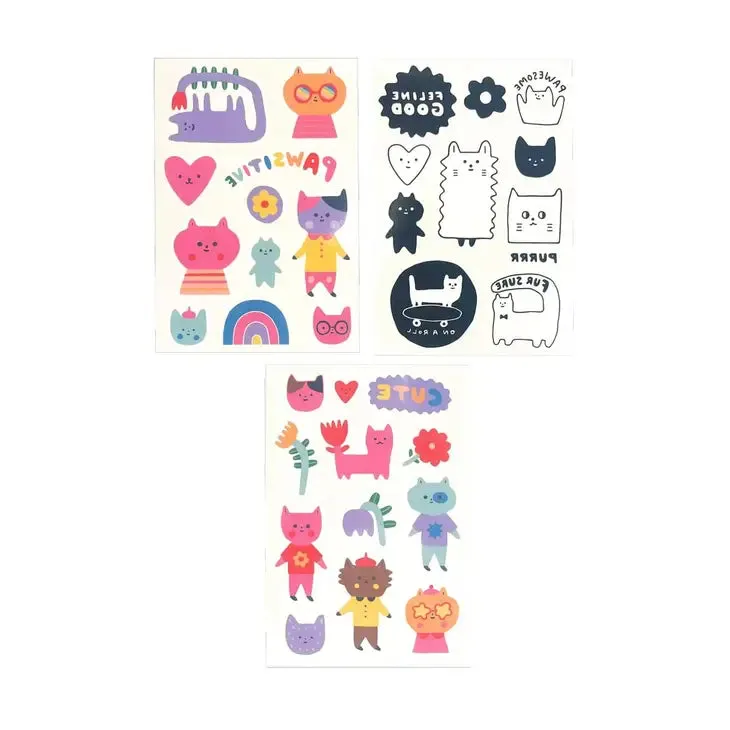 Temporary Mini Tattoo Palooza X Suzy: Pawsitive Cat - 3 Sheets