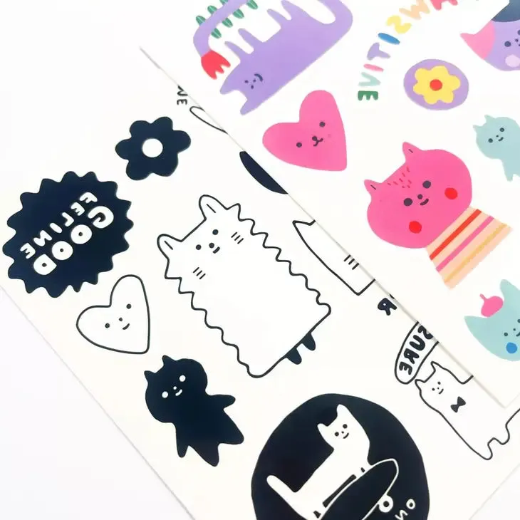 Temporary Mini Tattoo Palooza X Suzy: Pawsitive Cat - 3 Sheets
