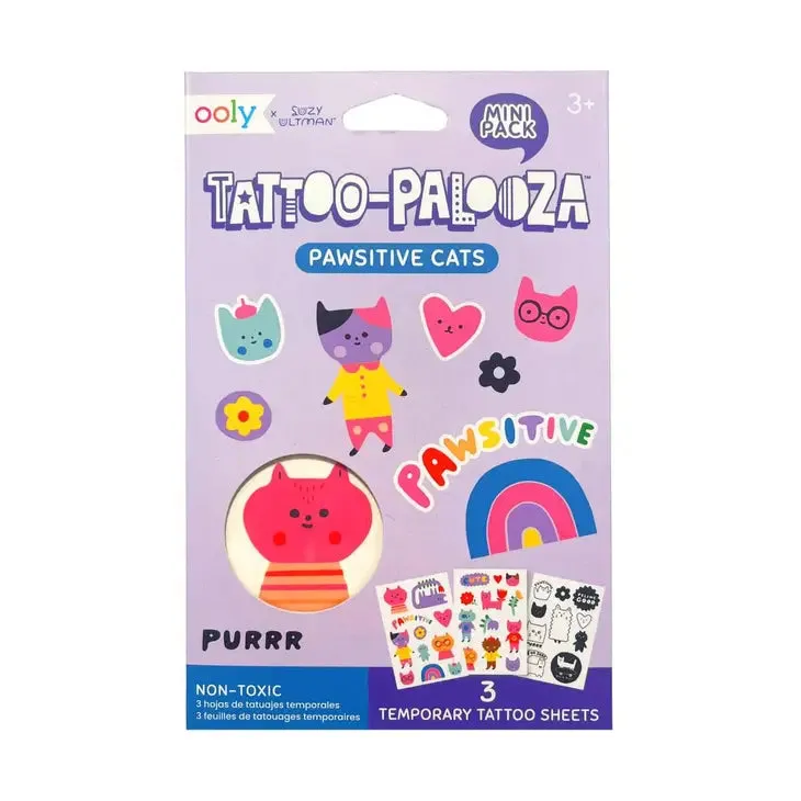 Temporary Mini Tattoo Palooza X Suzy: Pawsitive Cat - 3 Sheets