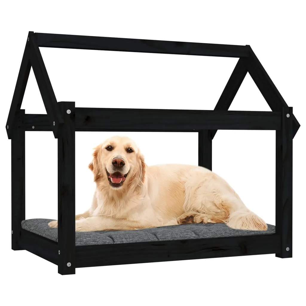vidaXL Dog Bed Black 81x60x70 cm Solid Wood Pine