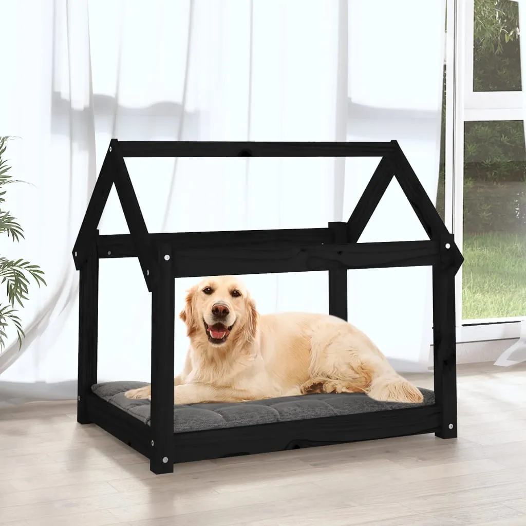 vidaXL Dog Bed Black 81x60x70 cm Solid Wood Pine