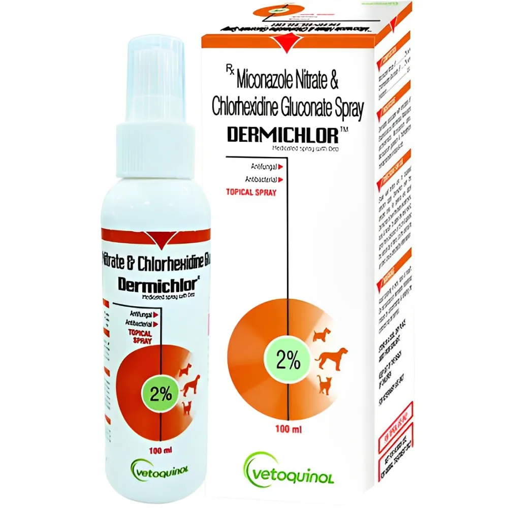 Virbac Vitabest Derm Omega 3   6 Syrup (250ml) and Vetoquinol Dermichlor Spray (100ml) for Dogs and Cats Combo